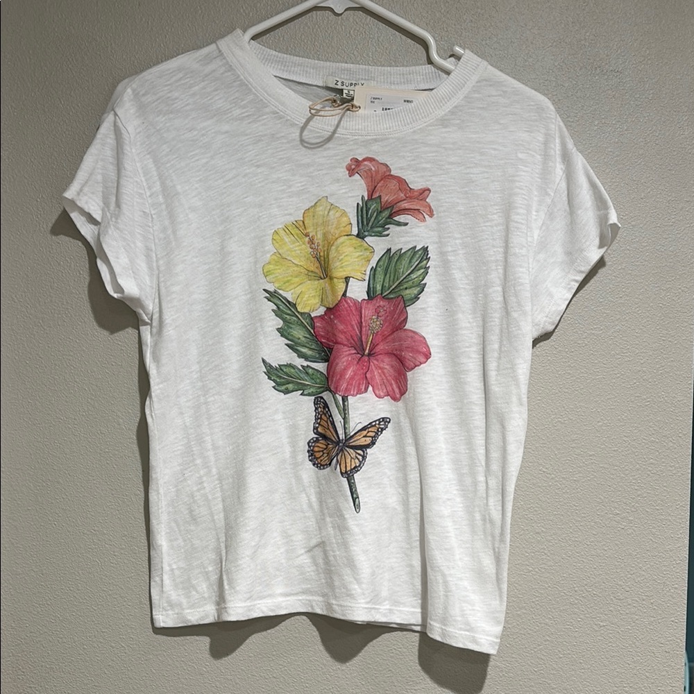 Z Supply White Graphic Short Sleeve Tee